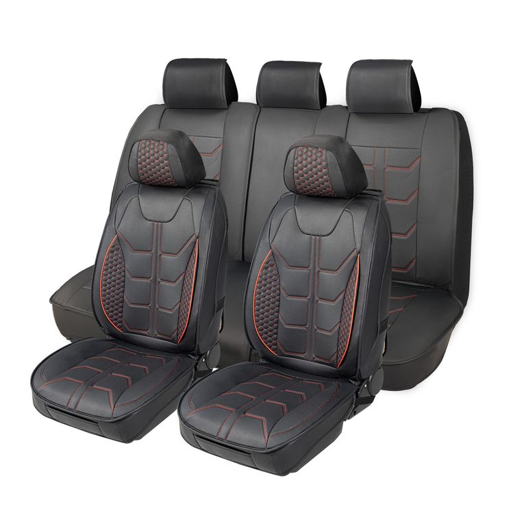 Cubre Asiento 4 Personas Negro y rojo Pvc