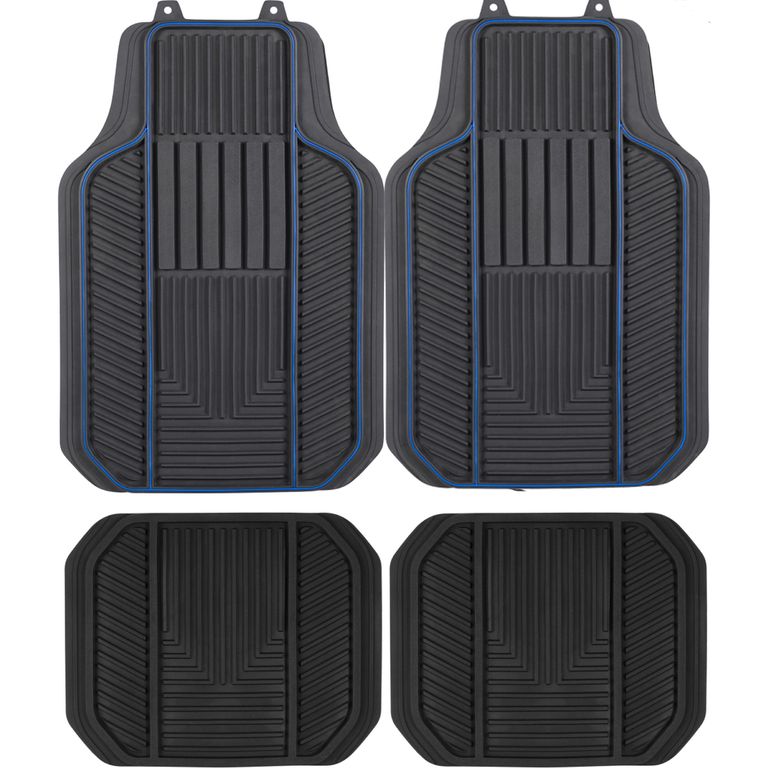 Cubre piso 3 piezas negro y azul pvc L