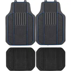 AUTOSTYLE - Cubre piso 3 piezas negro y azul pvc L