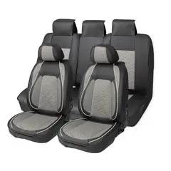 AUTOSTYLE - Cubre Asiento 4 Personas Negro y gris Pvc