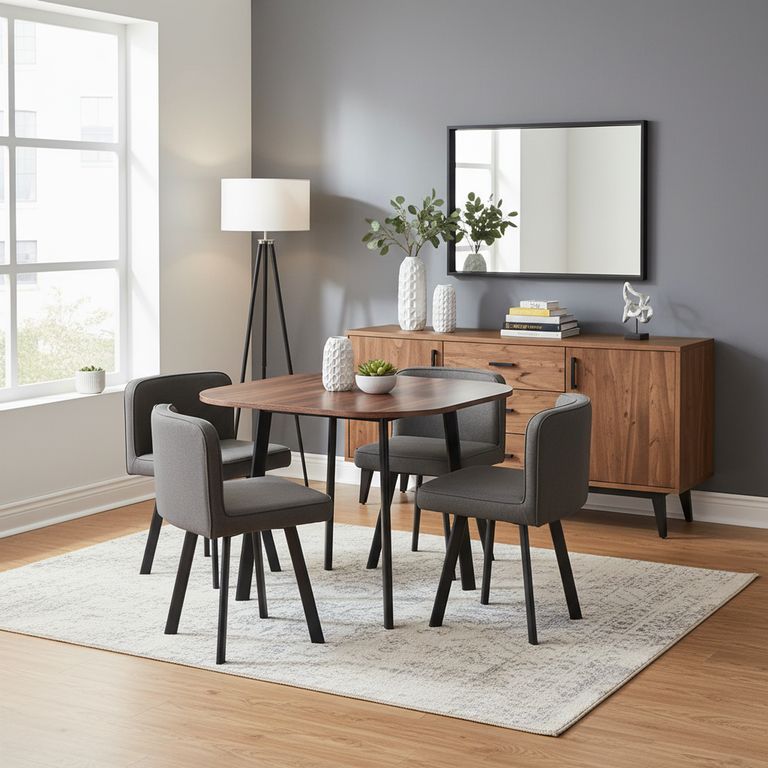 Juego de Comedor Nia 4 Sillas Mesa Cuadrada 90x75x90 cm Café