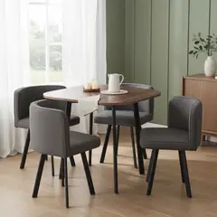 JUST HOME COLLECTION - Juego de Comedor Nia 4 Sillas Mesa Cuadrada 90x75x90 cm Café