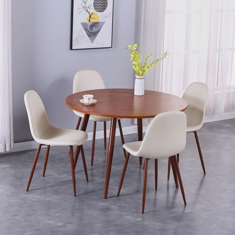Juego de Comedor Anand 4 Sillas Mesa Redonda 110x75x110 cm Café