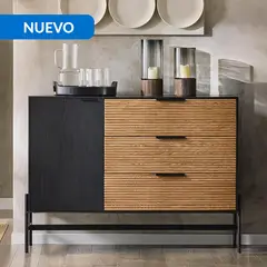 JUST HOME COLLECTION - Buffet Bellavista Roble y negro 40x124x81 cm