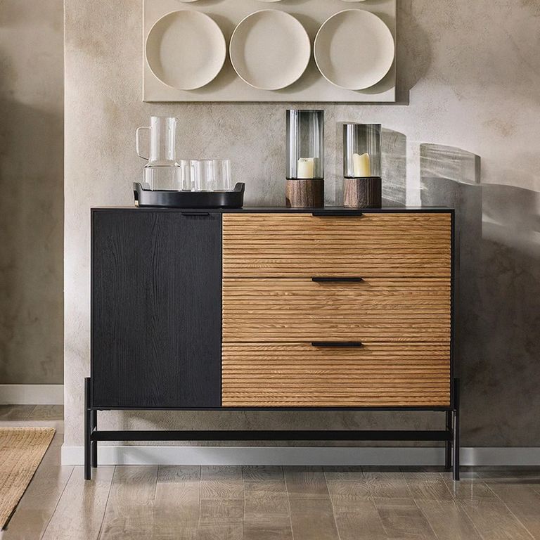 Buffet Bellavista Roble y negro 40x124x81 cm