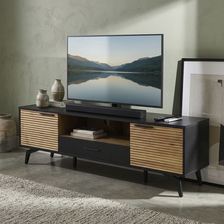 Mesa de TV Bellavista Roble y negro 154x44x40 cm