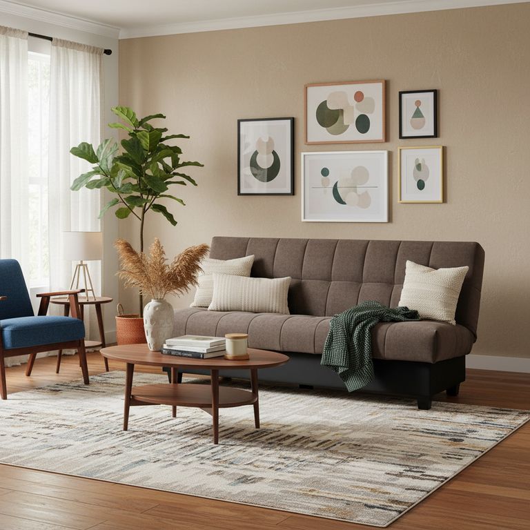 Futón Aurora con almacenamiento café 186x92x92 cm