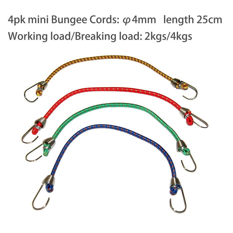 Pack De 4 Bungees Elásticos Sujeción Carga 25 Cm