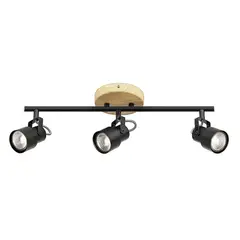 JUST HOME COLLECTION - Barra Tara 3 Luces GU10 Negro/Natural