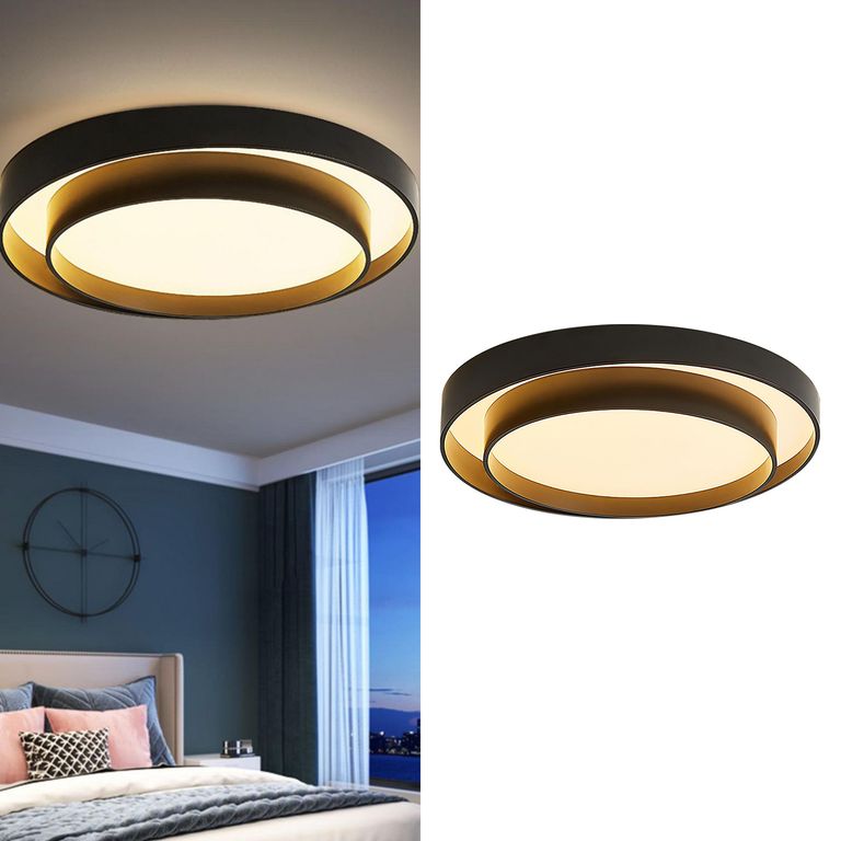 Plafón Led Rings Luz Cálida Negra