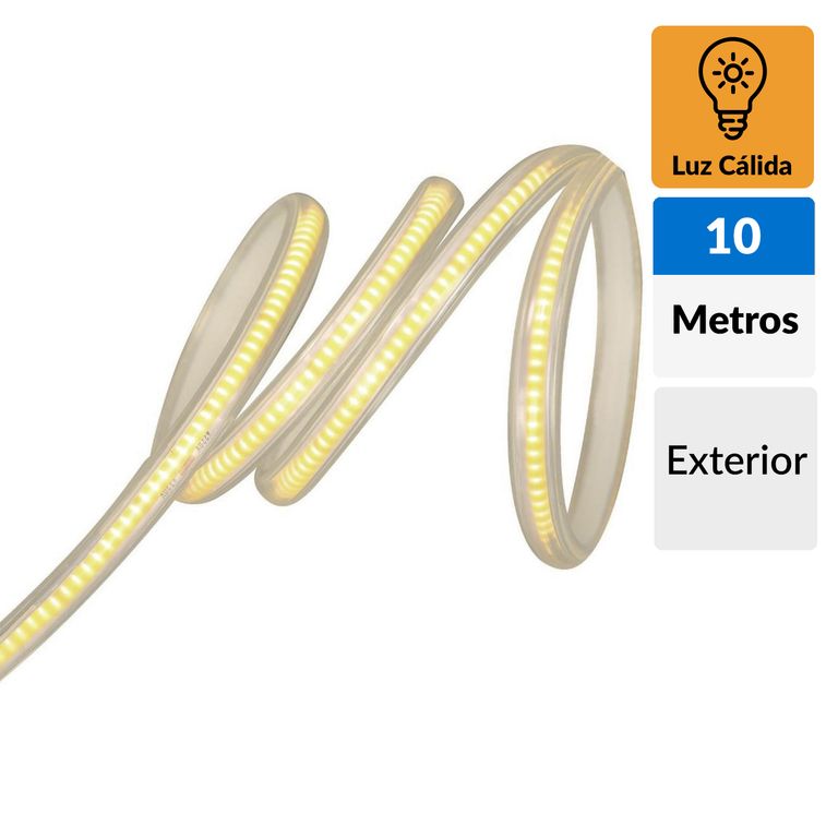 Tira Led 10m Exterior Luz Cálida
