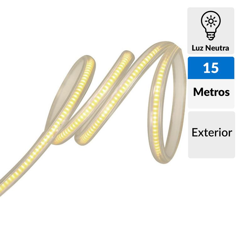 Tira Led Cobre 15m Exterior Luz Natural