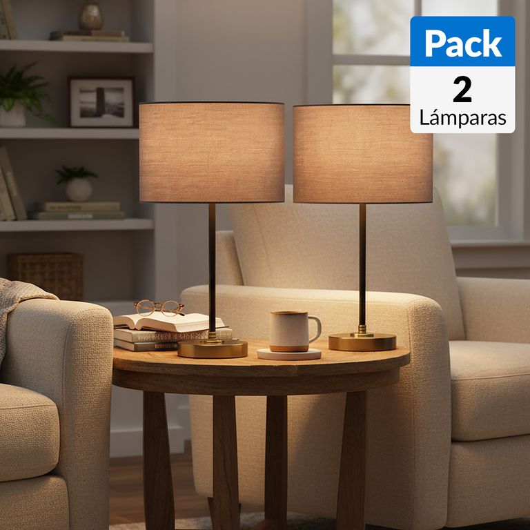 Pack 2 Lámpara Mesa Mar Beige 40 cm