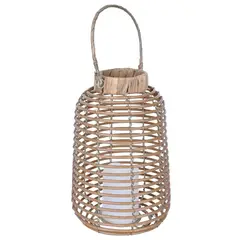 JUST HOME COLLECTION - Farol Ratan Decorativo Con Vela Led 29 Cm