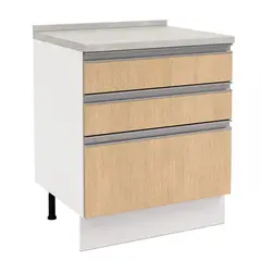 JUST HOME COLLECTION - Mueble de Cocina Base 3 Cajones con Cubierta 70x60 cm Nordica