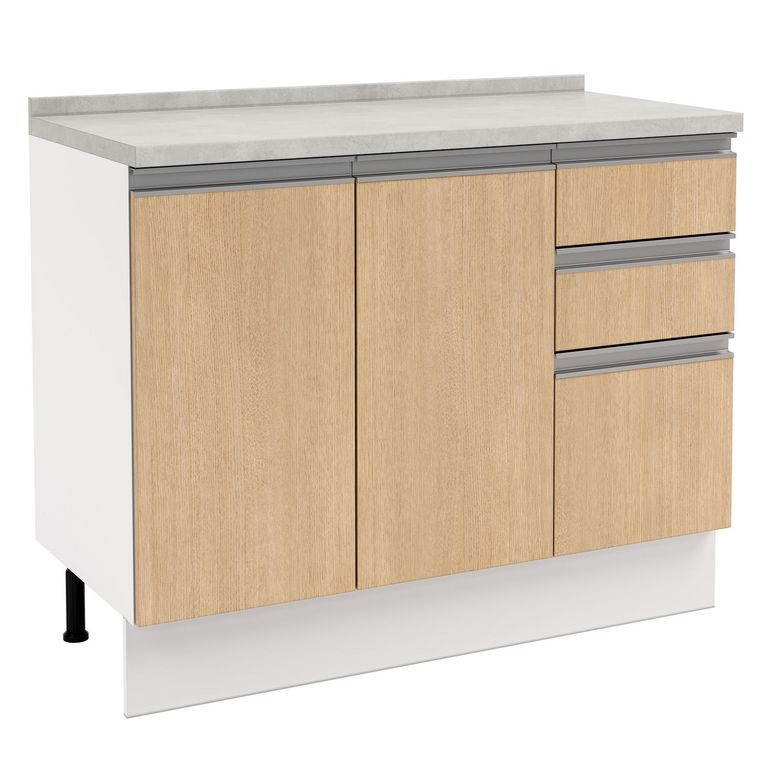 Mueble de Cocina Base 3 Puertas 2 Cajones con Cubierta 105 cm Nórdica