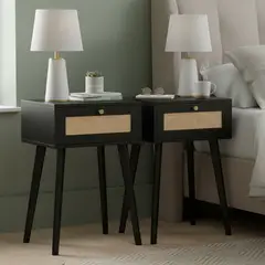 JUST HOME COLLECTION - Set de 2 Veladores 2 Cajón(es) Bali 30x60x40 cm Café