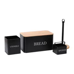 JUST HOME COLLECTION - Juego organizador de cocina 4 unidades negro