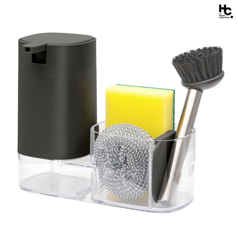 Juego dispensador jabón 5 piezas negro