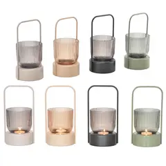 JUST HOME COLLECTION - Portavela vidrio 20 cm. Color surtido