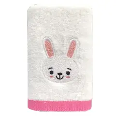 CASA BONITA - Toalla Infantil Conejo 380 gr Algodón 28x46 cm Blanco