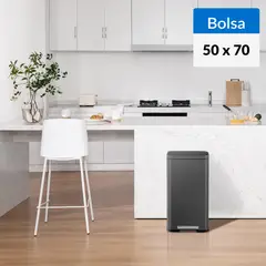 EKO - Basurero de Bolsa 50x70 cm 30 Litros Acero Inoxidable Negro Mate