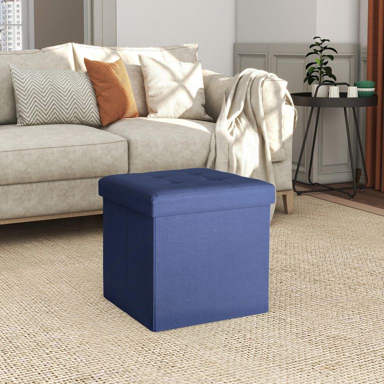 Pouf plegable azul 38x38x38 cm