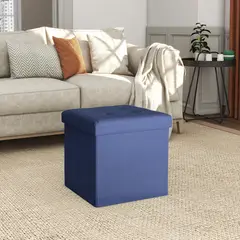 JUST HOME COLLECTION - Pouf plegable azul 38x38x38 cm