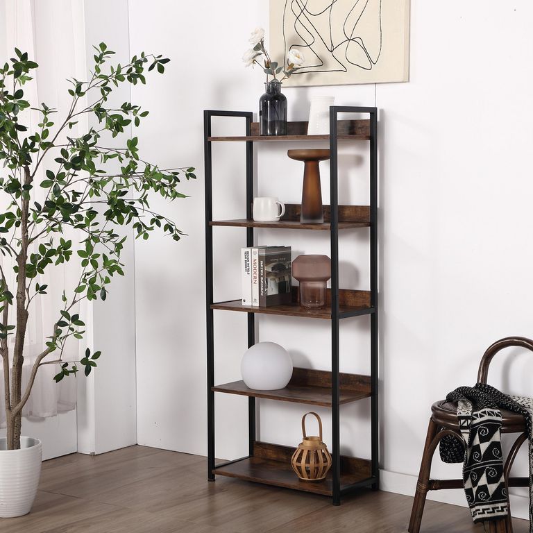Estante Wool Metal 5 Nivel(es) 55x140x27 cm Negro/Café