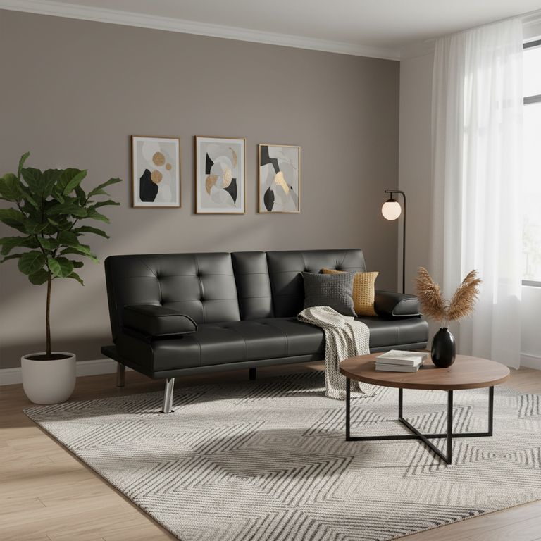 Futón Aveiro Negro 180x84x77 cm