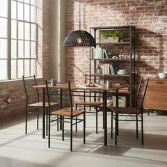 JUST HOME COLLECTION - Juego de Comedor Panamá 4 Sillas Mesa Rectangular 70 cm x 120 cm x 75 cm Negro