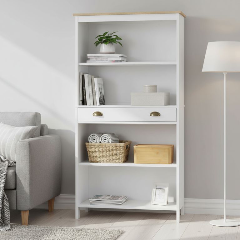 Estante Librero Nantes Madera 4 Nivel(Es) 80X152X30 Cm Blanco