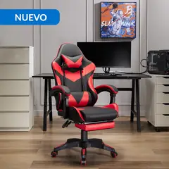 JUST HOME COLLECTION - Silla Escritorio Gamer Reposapiés Trinity Rojo/Negro