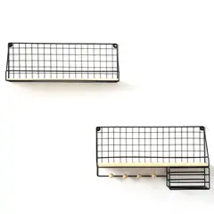 JUST HOME COLLECTION - Set de Repisas Altamira Metal 2 Nivel(es) 60x4x20 cm Café