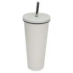 JUST HOME COLLECTION - Vaso con Bombilla 750 ml Acero Inoxidable Blanco