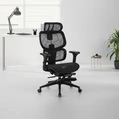 JUST HOME COLLECTION - Silla Escritorio Ergonómica Reposapiés Belisa Negro