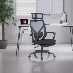 JUST HOME COLLECTION - Silla Escritorio Ergonómica Reposapiés Milano Negro