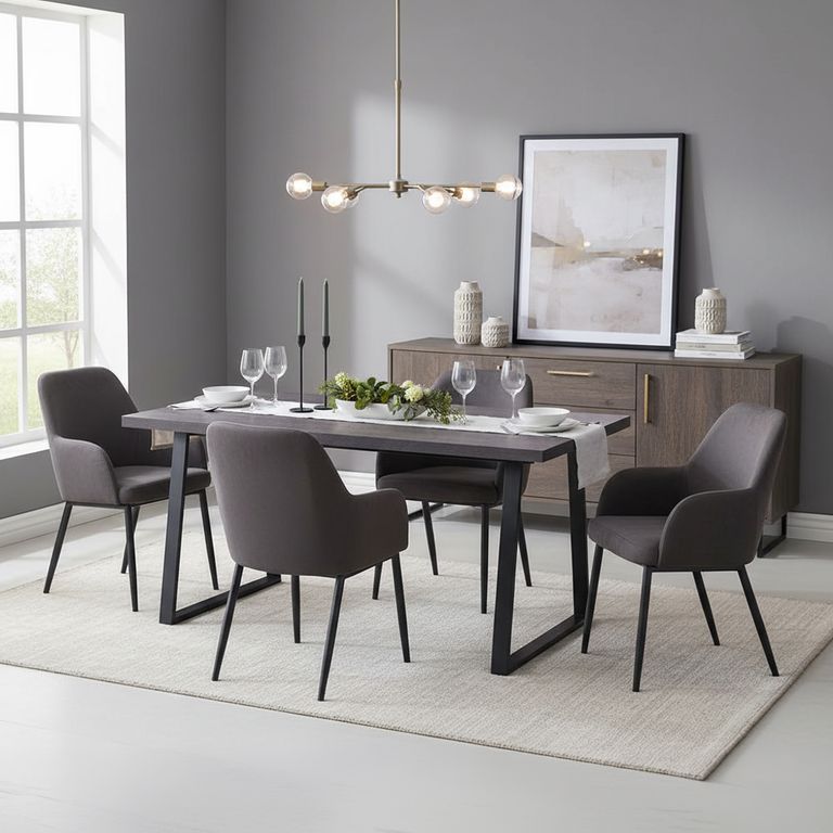 Juego de Comedor Moorea 4 Sillas Mesa Rectangular 160x90x76cm Café