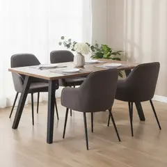 JUST HOME COLLECTION - Juego de Comedor Aleria 4 Sillas Mesa Rectangular 160x90x76cm Café