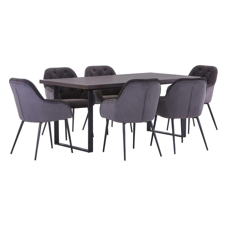 Juego de comedor Papeete 6 Sillas Mesa Rectangular 180x90x75cm Café