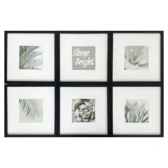 JUST HOME COLLECTION - Set 6 Marcos de Foto 20x25 cm Negro Plástico