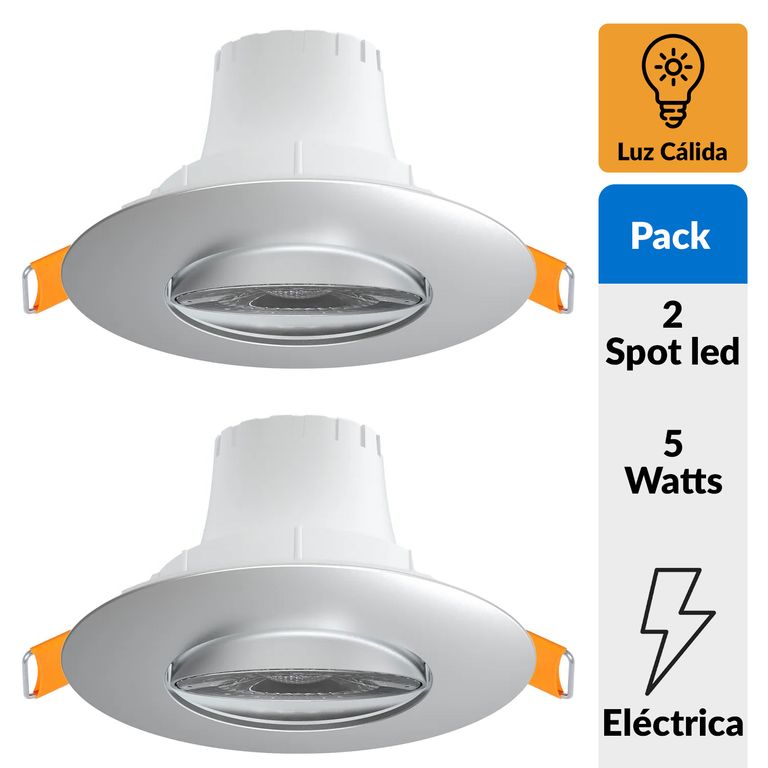 Spot Led Empotrado Circular 5W Luz Cálida Satín