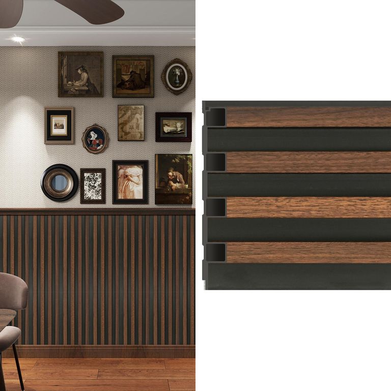 Wall Panel Wpc 16x240 cm Duo Café Oscuro y Negro 0.39 m2