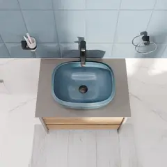 CORONA - Lavamanos Forma Ovalada Porcelana 46x16x39.5 cm Azul