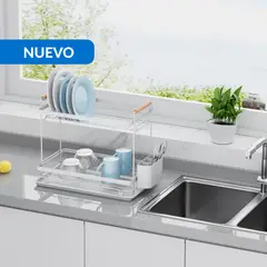 JUST HOME COLLECTION - Secaplatos 2 niveles blanco 42x26x34,2 cm
