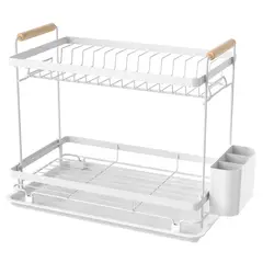 JUST HOME COLLECTION - Secaplatos 2 niveles blanco 42x26x34,2 cm