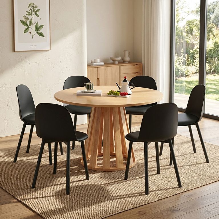Juego Comedor Rasputín 6 Sillas Mesa Redonda 120x120x77 cm