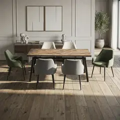 JUST HOME COLLECTION - Juego de Comedor Campania 6 Sillas Mesa Rectangular 180x90x76cm Café