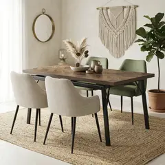JUST HOME COLLECTION - Juego de comedor Campania 4 Sillas Mesa Rectangular 160 x 90 x 76 cm Café