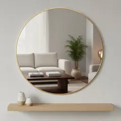 JUST HOME COLLECTION - Espejo Decorativo Forma Redonda 120x120 cm Dorado